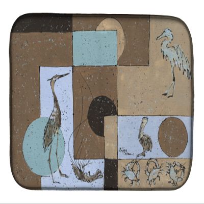 Caroline's Treasures 8103DDM Blue Heron Dish Drying Mat Absorbent Dish Drying Mat Pad for Kitchen Counter Dish Drainer Mat for Countertop, 14 x 21", Multicolor