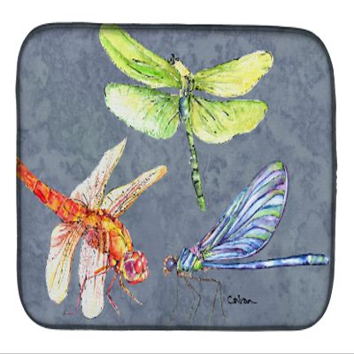 Caroline's Treasures 8878DDM Dragonfly Times Three Dish Drying Mat Absorbent Dish Drying Mat Pad for Kitchen Counter Dish Drainer Mat for Countertop, 14 x 21", Multicolor