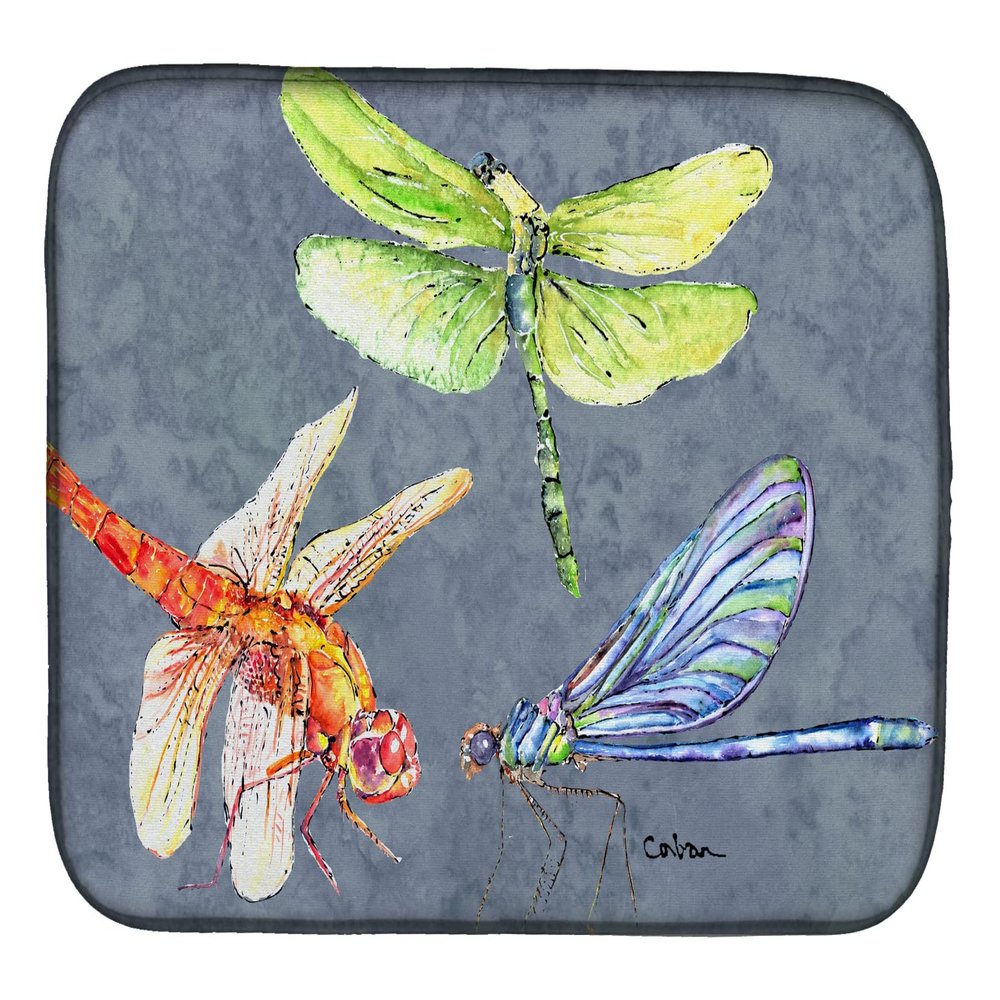 Caroline's Treasures 8878DDM Dragonfly Times Three Dish Drying Mat Absorbent Dish Drying Mat Pad for Kitchen Counter Dish Drainer Mat for Countertop, 14 x 21", Multicolor