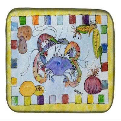 Caroline's Treasures 8068DDM Crab Dish Drying Mat Absorbent Dish Drying Mat Pad for Kitchen Counter Dish Drainer Mat for Countertop, 14 x 21", Multicolor