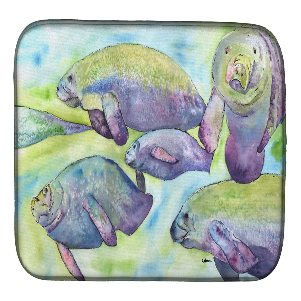 Caroline's Treasures 8544DDM Manatee Dish Drying Mat Absorbent Dish Drying Mat Pad for Kitchen Counter Dish Drainer Mat for Countertop, 14 x 21", Multicolor