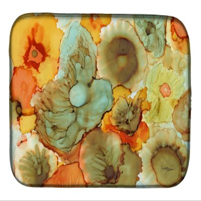 Caroline's Treasures 8959DDM Abstract Flowers Teal and orange Dish Drying Mat Absorbent Dish Drying Mat Pad for Kitchen Counter Dish Drainer Mat for Countertop, 14 x 21", Multicolor