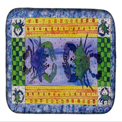 Caroline's Treasures 8070DDM Crab Dish Drying Mat Absorbent Dish Drying Mat Pad for Kitchen Counter Dish Drainer Mat for Countertop, 14 x 21", Multicolor