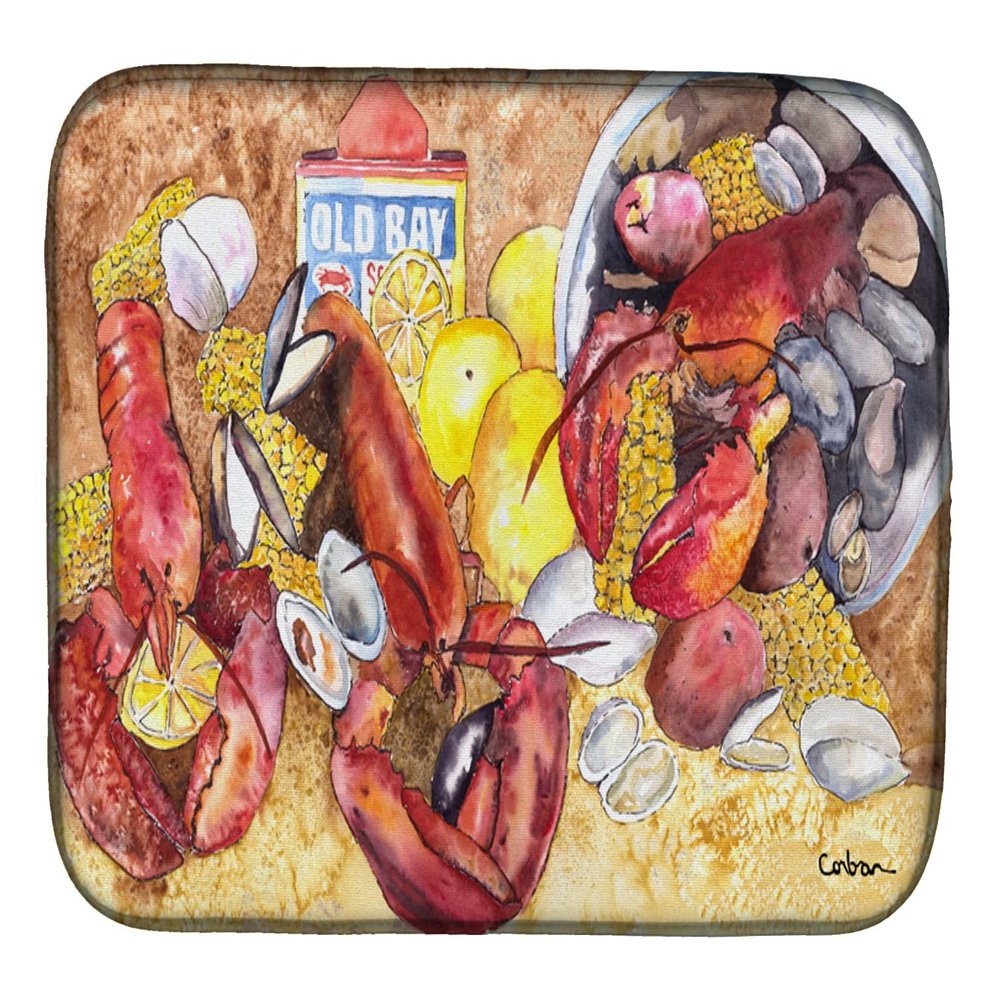 Caroline's Treasures 8719DDM Lobster with Old Bay Dish Drying Mat Absorbent Dish Drying Mat Pad for Kitchen Counter Dish Drainer Mat for Countertop, 14 x 21", Multicolor