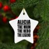 Designsify Christmas Tree Decoration, Alicia The Mum The Hero The Legend, Star Ornament, Gifts for Birthday Anniversary Valentines Mom Mothers Fathers Day Party, to Men Women Him Her Friend Mom view 3