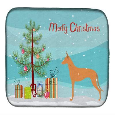 Caroline's Treasures BB2906DDM Pharaoh Hound Merry Christmas Tree Dish Drying Mat Absorbent Dish Drying Mat Pad for Kitchen Counter Dish Drainer Mat for Countertop, 14 x 21", Multicolor