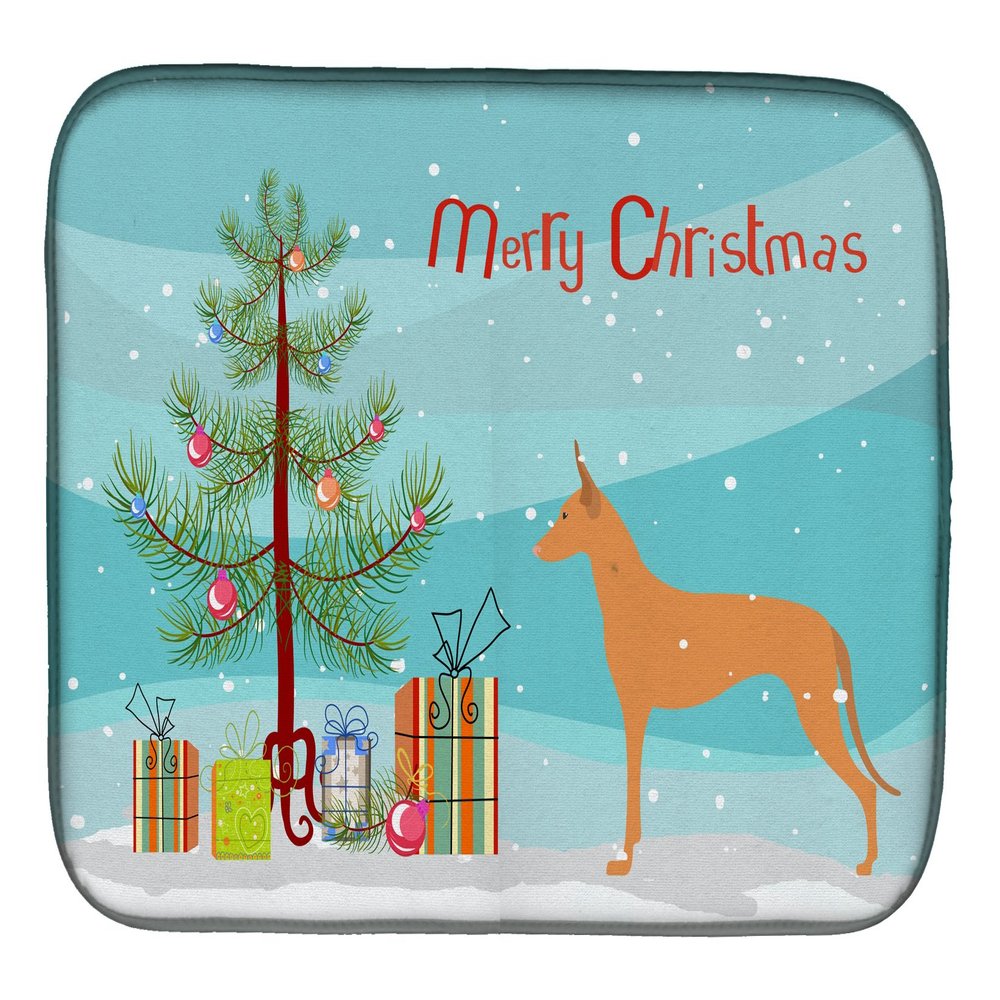 Caroline's Treasures BB2906DDM Pharaoh Hound Merry Christmas Tree Dish Drying Mat Absorbent Dish Drying Mat Pad for Kitchen Counter Dish Drainer Mat for Countertop, 14 x 21", Multicolor