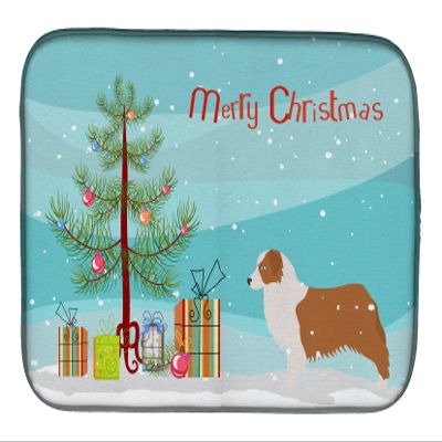 Caroline's Treasures BB2951DDM Australian Shepherd Dog Merry Christmas Tree Dish Drying Mat Absorbent Dish Drying Mat Pad for Kitchen Counter Dish Drainer Mat for Countertop, 14 x 21", Multicolor