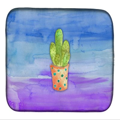 Caroline's Treasures BB7363DDM Cactus Blue and Purple Watercolor Dish Drying Mat Absorbent Dish Drying Mat Pad for Kitchen Counter Dish Drainer Mat for Countertop, 14 x 21", Multicolor