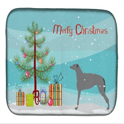 Caroline's Treasures BB2914DDM Scottish Deerhound Merry Christmas Tree Dish Drying Mat Absorbent Dish Drying Mat Pad for Kitchen Counter Dish Drainer Mat for Countertop, 14 x 21", Multicolor