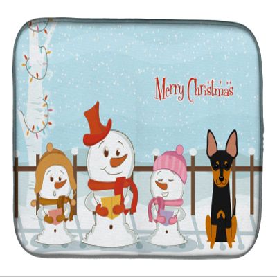 Caroline's Treasures BB2440DDM Merry Christmas Carolers English Toy Terrier Dish Drying Mat Absorbent Dish Drying Mat Pad for Kitchen Counter Dish Drainer Mat for Countertop, 14 x 21", Multicolor
