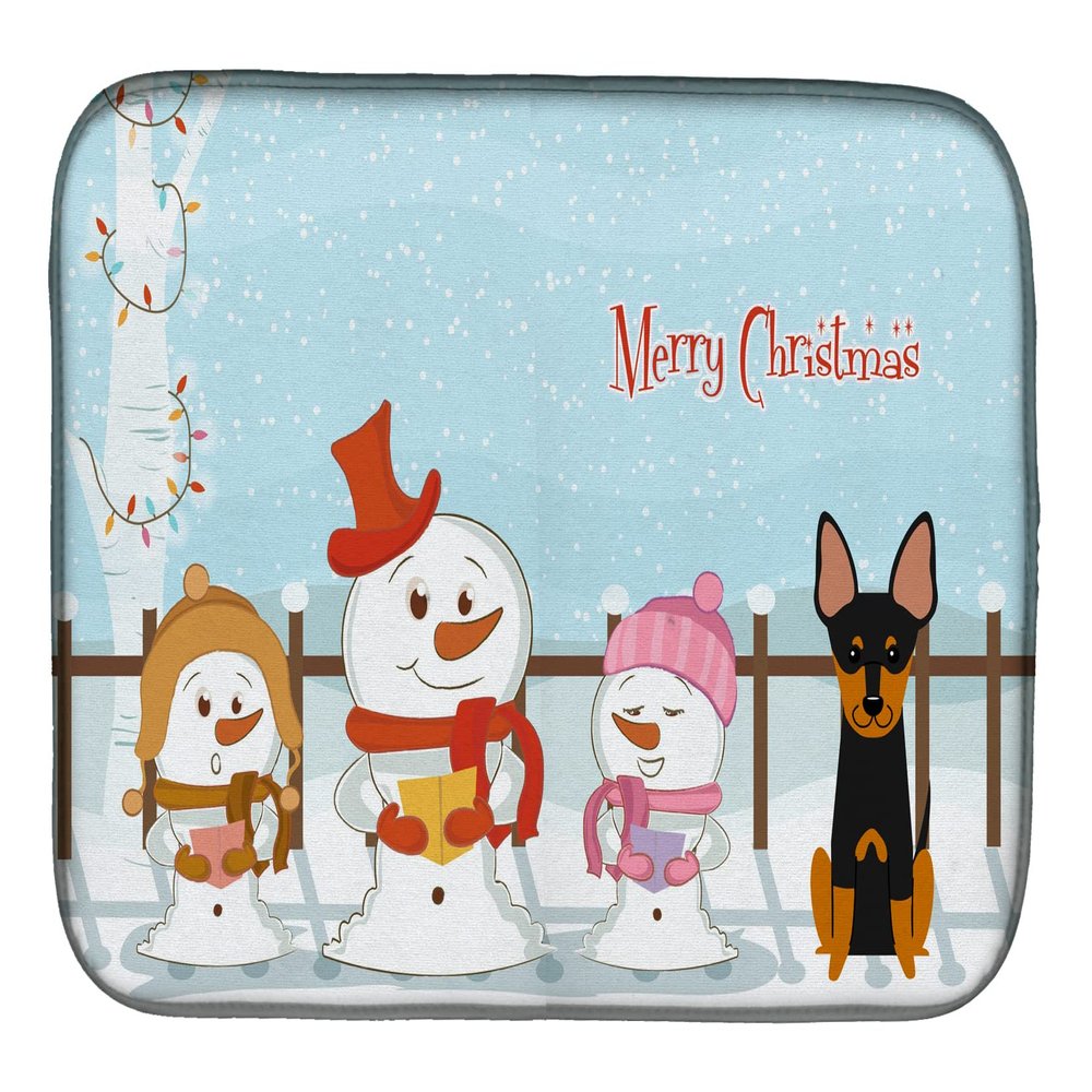 Caroline's Treasures BB2440DDM Merry Christmas Carolers English Toy Terrier Dish Drying Mat Absorbent Dish Drying Mat Pad for Kitchen Counter Dish Drainer Mat for Countertop, 14 x 21", Multicolor
