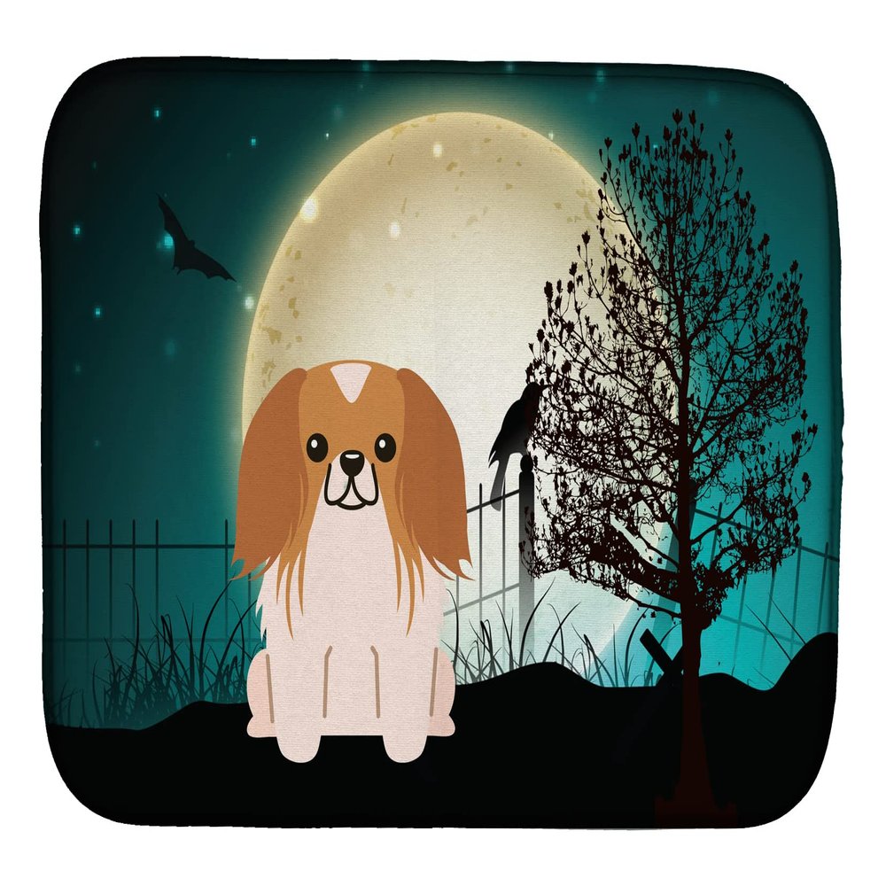 Caroline's Treasures BB2293DDM Halloween Scary Pekingese Red White Dish Drying Mat Absorbent Dish Drying Mat Pad for Kitchen Counter Dish Drainer Mat for Countertop, 14 x 21", Multicolor
