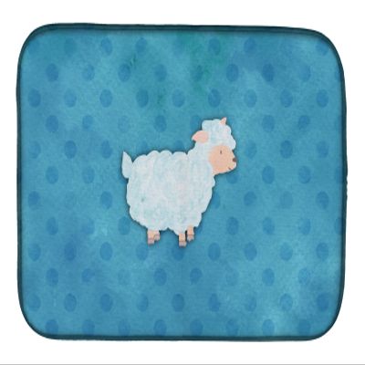 Caroline's Treasures BB7390DDM Polkadot Sheep Lamb Watercolor Dish Drying Mat Absorbent Dish Drying Mat Pad for Kitchen Counter Dish Drainer Mat for Countertop, 14 x 21", Multicolor