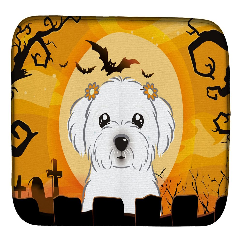 Caroline's Treasures BB1766DDM Halloween Maltese Dish Drying Mat Absorbent Dish Drying Mat Pad for Kitchen Counter Dish Drainer Mat for Countertop, 14 x 21", Multicolor