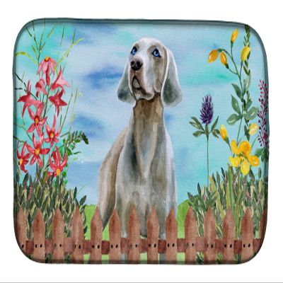 Caroline's Treasures CK1236DDM Weimaraner Spring Dish Drying Mat Absorbent Dish Drying Mat Pad for Kitchen Counter Dish Drainer Mat for Countertop, 14 x 21", Multicolor