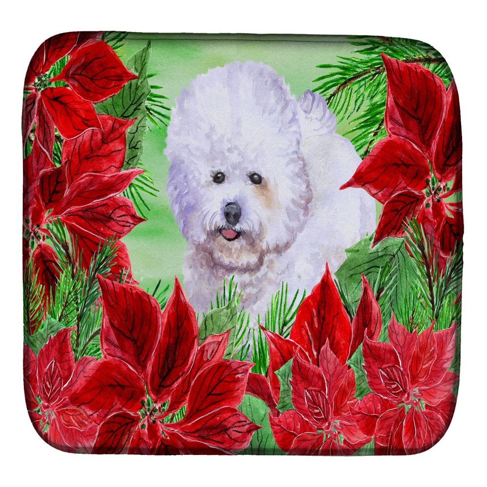 Caroline's Treasures CK1297DDM Bichon Frise Poinsettas Dish Drying Mat Absorbent Dish Drying Mat Pad for Kitchen Counter Dish Drainer Mat for Countertop, 14 x 21", Multicolor