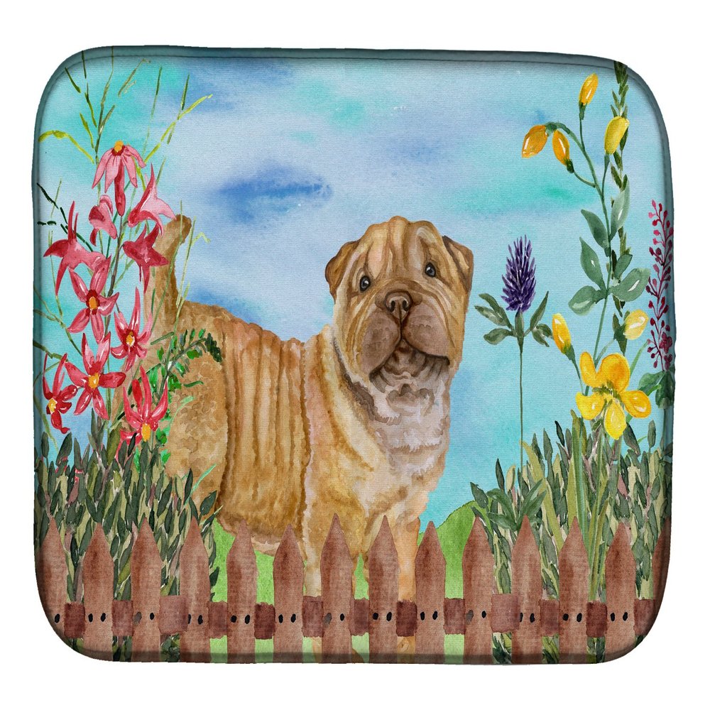 Caroline's Treasures CK1281DDM Shar Pei Puppy Spring Dish Drying Mat Absorbent Dish Drying Mat Pad for Kitchen Counter Dish Drainer Mat for Countertop, 14 x 21", Multicolor