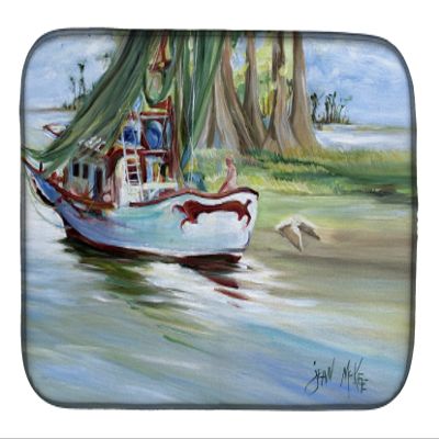 Caroline's Treasures JMK1060DDM Jeannie Shrimp Boat Dish Drying Mat Absorbent Dish Drying Mat Pad for Kitchen Counter Dish Drainer Mat for Countertop, 14 x 21", Multicolor
