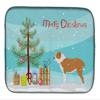 Caroline's Treasures BB2946DDM Central Asian Shepherd Dog Merry Christmas Tree Dish Drying Mat Absorbent Dish Drying Mat Pad for Kitchen Counter Dish Drainer Mat for Countertop, 14 x 21", Multicolor
