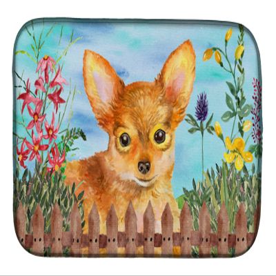 Caroline's Treasures CK1284DDM Toy Terrier Spring Dish Drying Mat Absorbent Dish Drying Mat Pad for Kitchen Counter Dish Drainer Mat for Countertop, 14 x 21", Multicolor