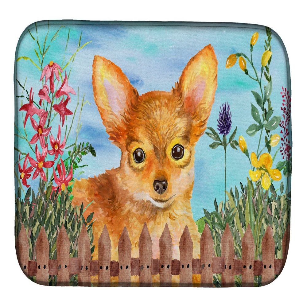 Caroline's Treasures CK1284DDM Toy Terrier Spring Dish Drying Mat Absorbent Dish Drying Mat Pad for Kitchen Counter Dish Drainer Mat for Countertop, 14 x 21", Multicolor