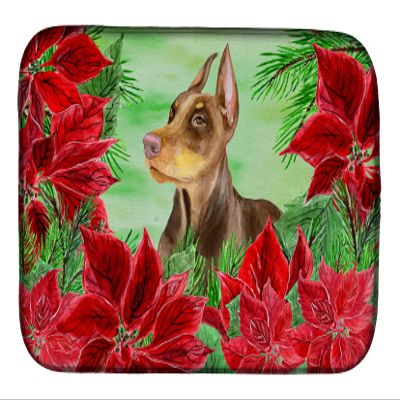 Caroline's Treasures CK1357DDM Doberman Pinscher Poinsettas Dish Drying Mat Absorbent Dish Drying Mat Pad for Kitchen Counter Dish Drainer Mat for Countertop, 14 x 21", Multicolor