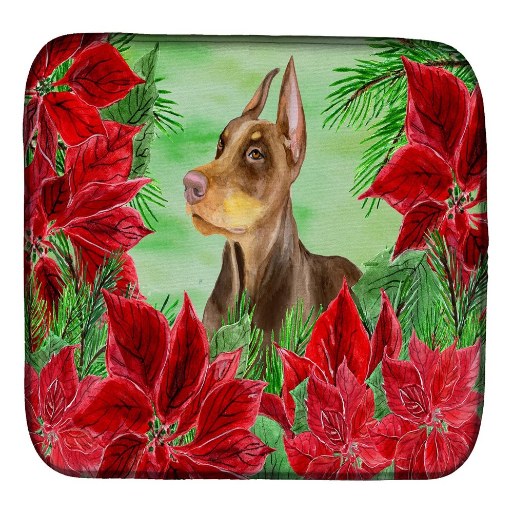Caroline's Treasures CK1357DDM Doberman Pinscher Poinsettas Dish Drying Mat Absorbent Dish Drying Mat Pad for Kitchen Counter Dish Drainer Mat for Countertop, 14 x 21", Multicolor
