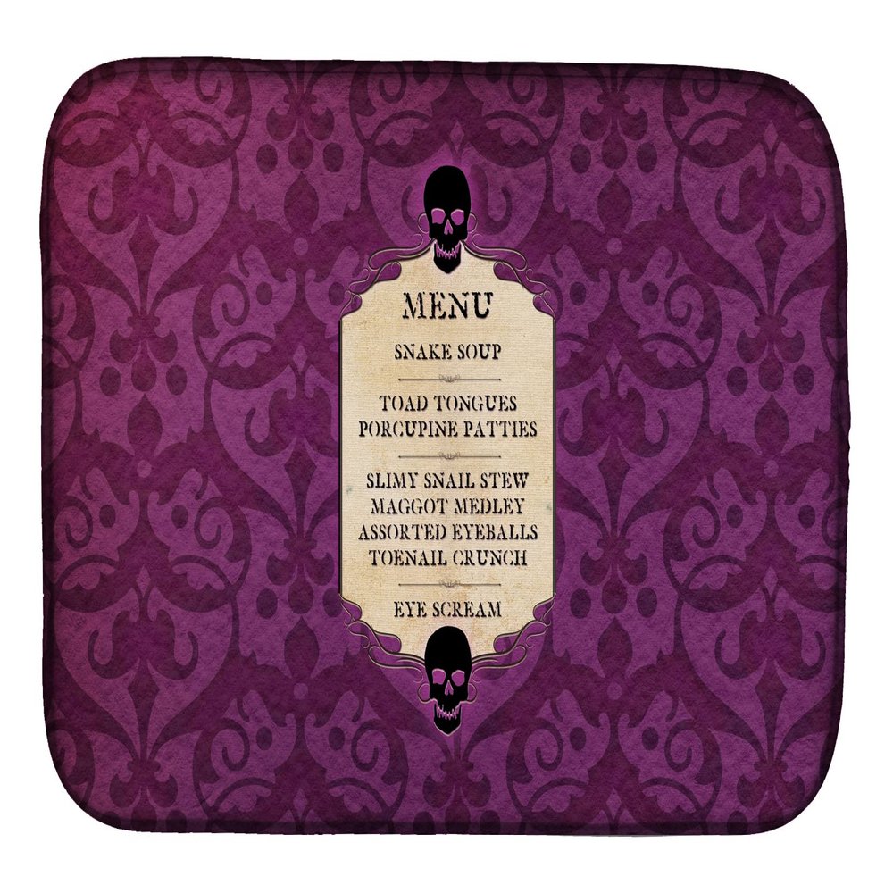 Caroline's Treasures SB3005DDM Goulish Menu including Eye Screen Snake soup Halloween Dish Drying Mat, Absorbent Dish Drying Mat Pad for Kitchen Counter Dish Drainer Mat for Countertop,