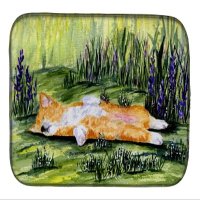 Caroline's Treasures SS8465DDM Corgi Dish Drying Mat Absorbent Dish Drying Mat Pad for Kitchen Counter Dish Drainer Mat for Countertop, 14 x 21", Multicolor