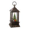 RAZ Imports 9.5" CHRISTMAS TREE LIGHTED WATER LANTERN,Bronze,4" x 9.5" view 1