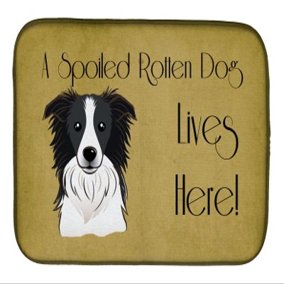 Caroline's Treasures BB1489DDM Border Collie Spoiled Dog Lives Here Dish Drying Mat Absorbent Dish Drying Mat Pad for Kitchen Counter Dish Drainer Mat for Countertop, 14 x 21", Multicolor