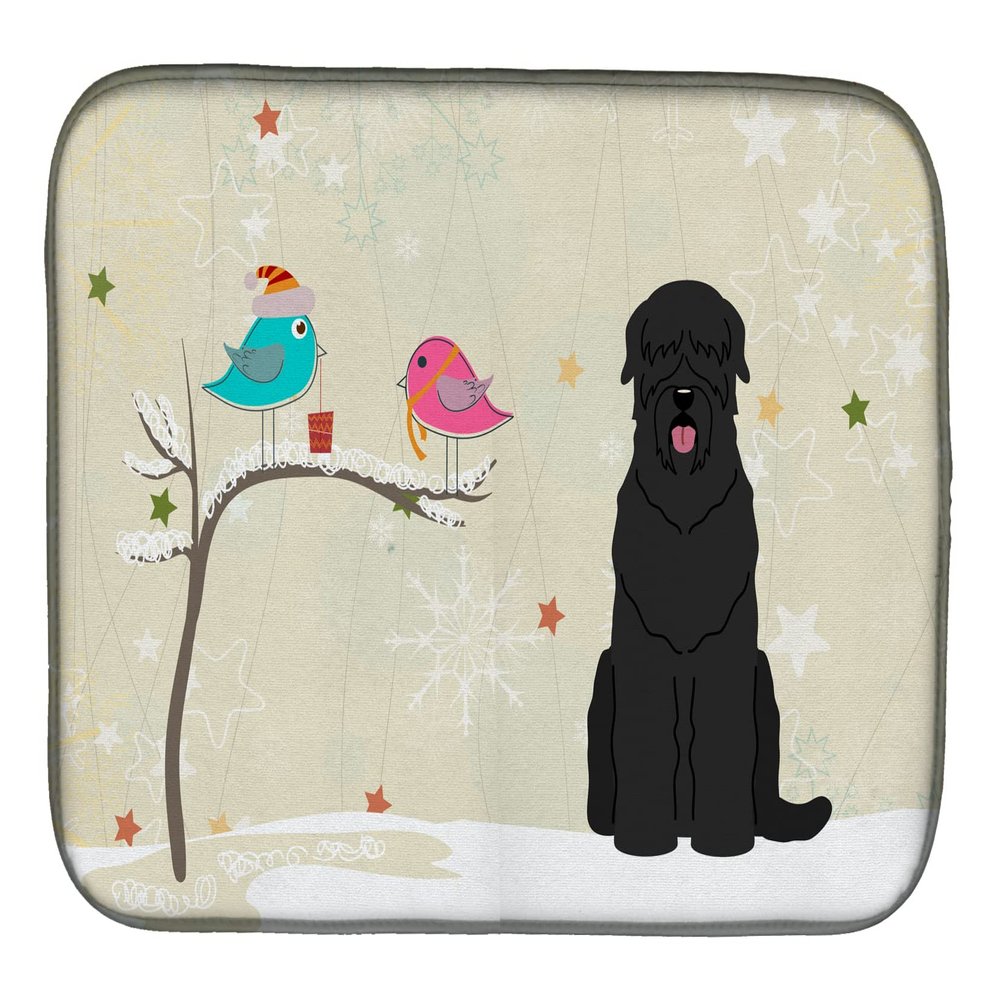 Caroline's Treasures BB2498DDM Christmas Presents between Friends Black Russian Terrier Dish Drying Mat Absorbent Dish Drying Mat Pad for Kitchen Counter Dish Drainer Mat for Countertop, 14 x 21", Mul