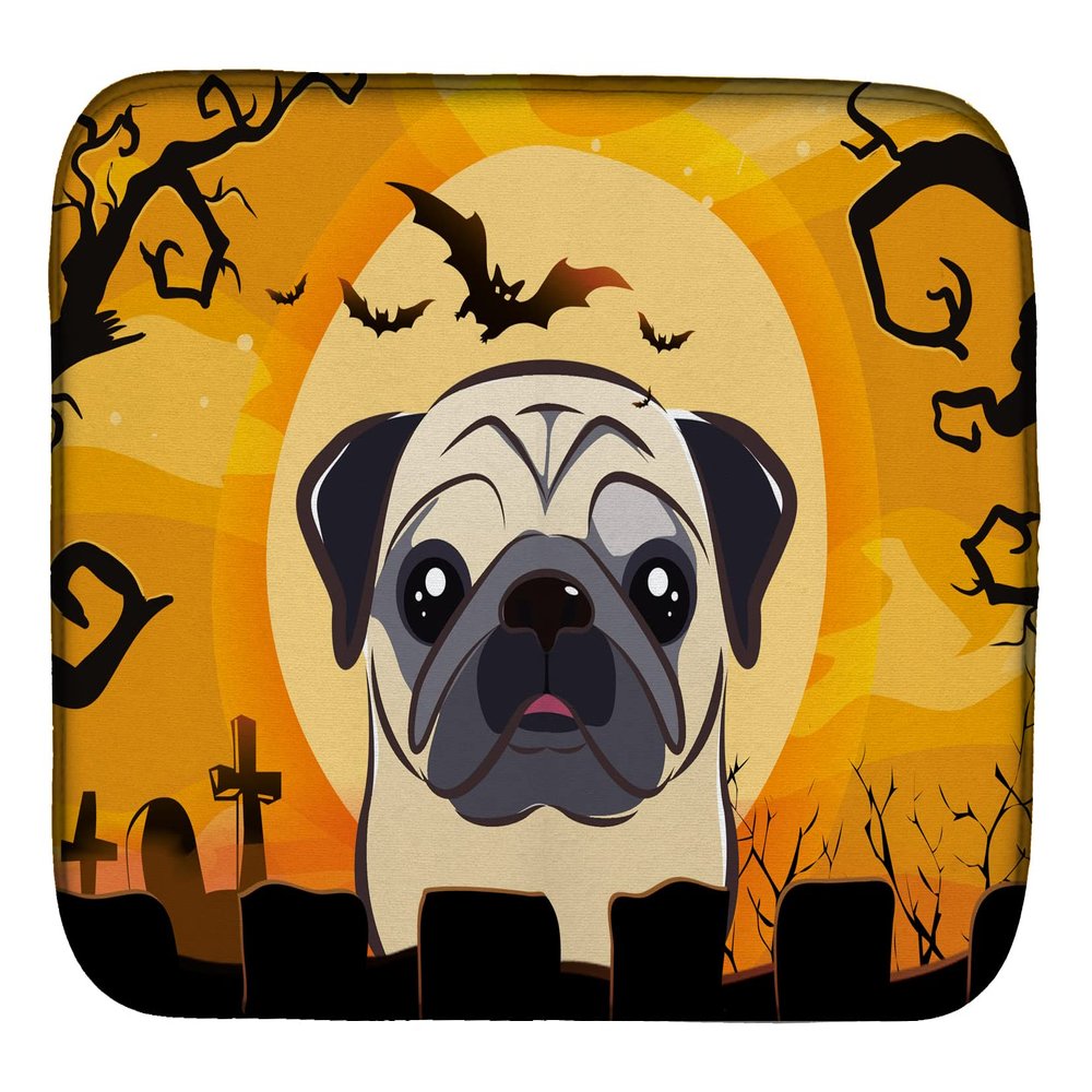Caroline's Treasures BB1820DDM Halloween Fawn Pug Dish Drying Mat Absorbent Dish Drying Mat Pad for Kitchen Counter Dish Drainer Mat for Countertop, 14 x 21", Multicolor
