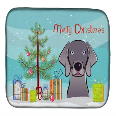 Caroline's Treasures BB1603DDM Christmas Tree and Weimaraner Dish Drying Mat Absorbent Dish Drying Mat Pad for Kitchen Counter Dish Drainer Mat for Countertop, 14 x 21", Multicolor