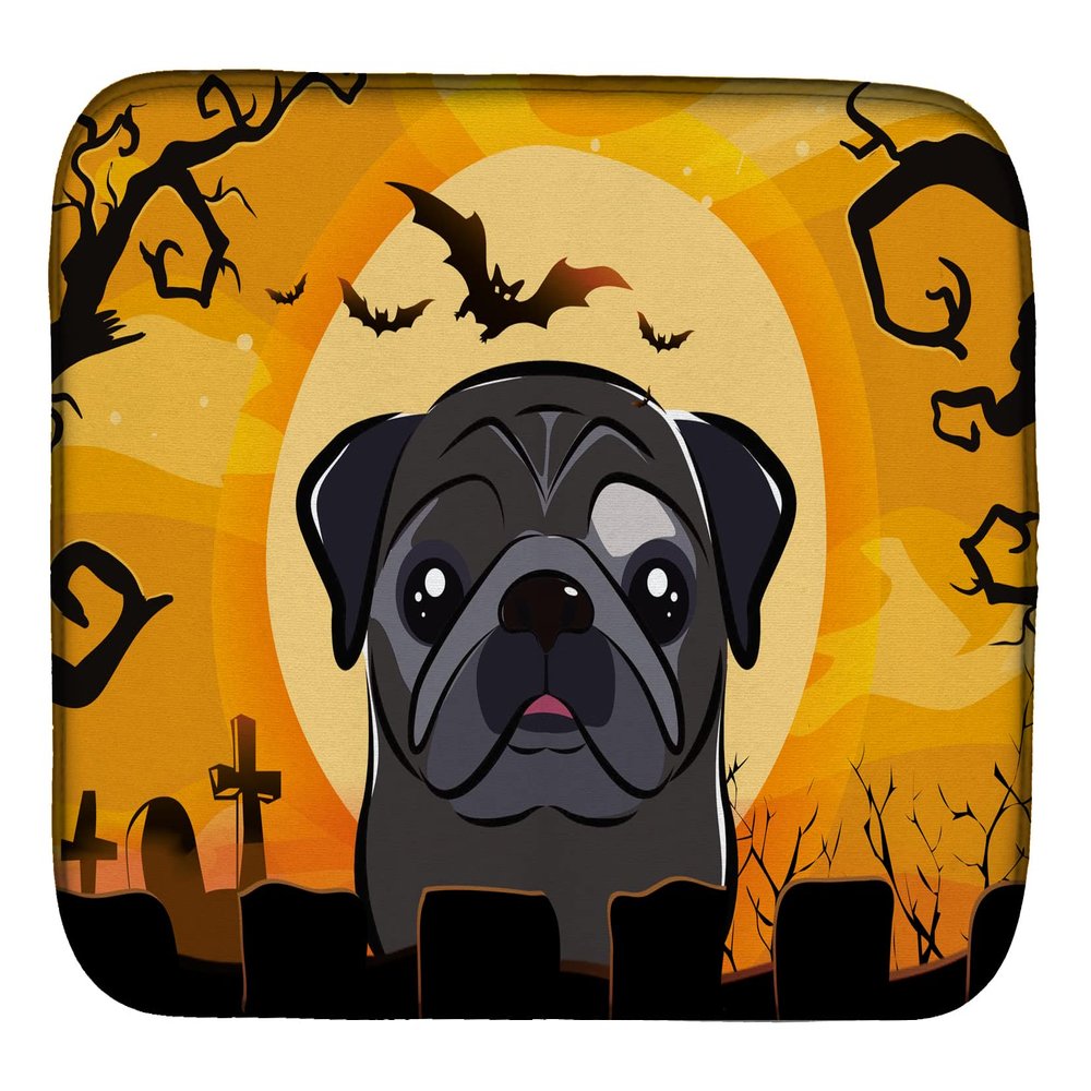 Caroline's Treasures BB1821DDM Halloween Black Pug Dish Drying Mat Absorbent Dish Drying Mat Pad for Kitchen Counter Dish Drainer Mat for Countertop, 14 x 21", Multicolor