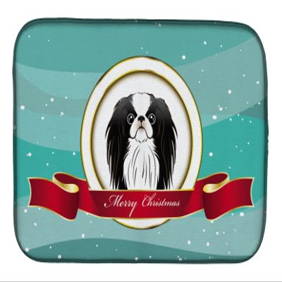 Caroline's Treasures BB1540DDM Japanese Chin Merry Christmas Dish Drying Mat Absorbent Dish Drying Mat Pad for Kitchen Counter Dish Drainer Mat for Countertop, 14 x 21", Multicolor