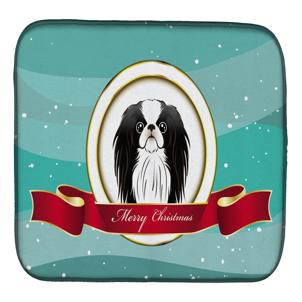 Caroline's Treasures BB1540DDM Japanese Chin Merry Christmas Dish Drying Mat Absorbent Dish Drying Mat Pad for Kitchen Counter Dish Drainer Mat for Countertop, 14 x 21", Multicolor