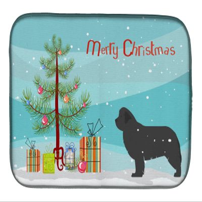Caroline's Treasures BB2982DDM Newfoundland Merry Christmas Tree Dish Drying Mat Absorbent Dish Drying Mat Pad for Kitchen Counter Dish Drainer Mat for Countertop, 14 x 21", Multicolor