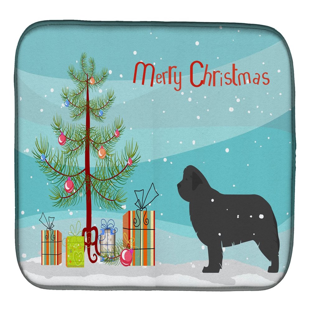 Caroline's Treasures BB2982DDM Newfoundland Merry Christmas Tree Dish Drying Mat Absorbent Dish Drying Mat Pad for Kitchen Counter Dish Drainer Mat for Countertop, 14 x 21", Multicolor
