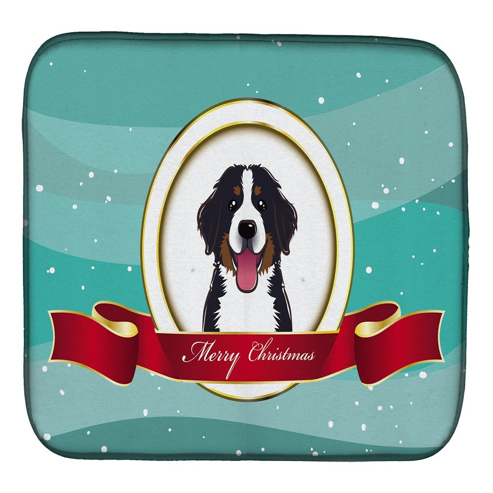 Caroline's Treasures BB1547DDM Bernese Mountain Dog Merry Christmas Dish Drying Mat Absorbent Dish Drying Mat Pad for Kitchen Counter Dish Drainer Mat for Countertop, 14 x 21", Multicolor