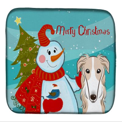 Caroline's Treasures BB1848DDM Snowman with Borzoi Dish Drying Mat Absorbent Dish Drying Mat Pad for Kitchen Counter Dish Drainer Mat for Countertop, 14 x 21", Multicolor