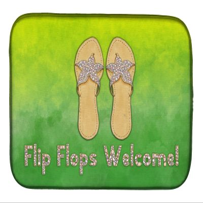 Caroline's Treasures BB7454DDM Flip Flops Welcome Dish Drying Mat Absorbent Dish Drying Mat Pad for Kitchen Counter Dish Drainer Mat for Countertop, 14 x 21", Multicolor