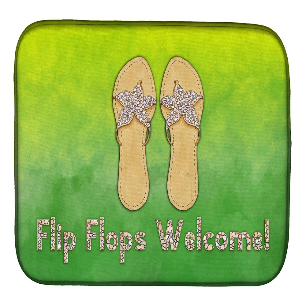 Caroline's Treasures BB7454DDM Flip Flops Welcome Dish Drying Mat Absorbent Dish Drying Mat Pad for Kitchen Counter Dish Drainer Mat for Countertop, 14 x 21", Multicolor