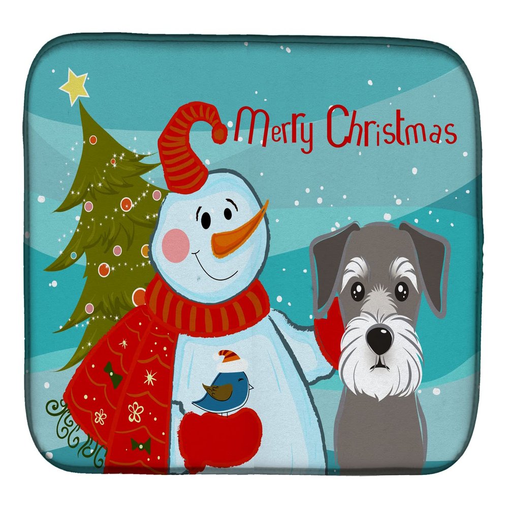 Caroline's Treasures BB1826DDM Snowman with Schnauzer Dish Drying Mat Absorbent Dish Drying Mat Pad for Kitchen Counter Dish Drainer Mat for Countertop, 14 x 21", Multicolor