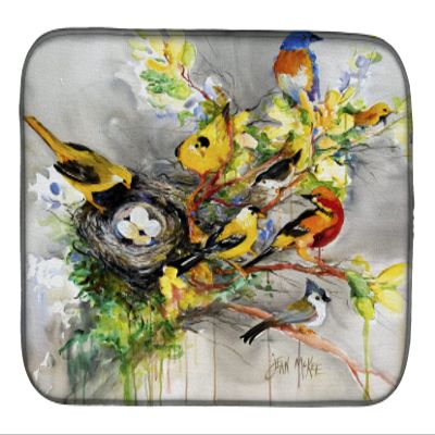 Caroline's Treasures JMK1024DDM Spring Birds Dish Drying Mat Absorbent Dish Drying Mat Pad for Kitchen Counter Dish Drainer Mat for Countertop, 14 x 21", Multicolor