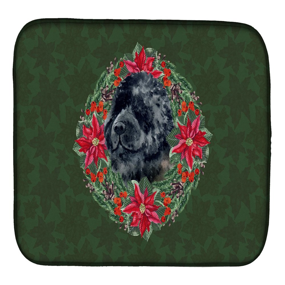 Caroline's Treasures CK1537DDM Newfoundland Poinsetta Wreath Dish Drying Mat Absorbent Dish Drying Mat Pad for Kitchen Counter Dish Drainer Mat for Countertop, 14 x 21", Multicolor