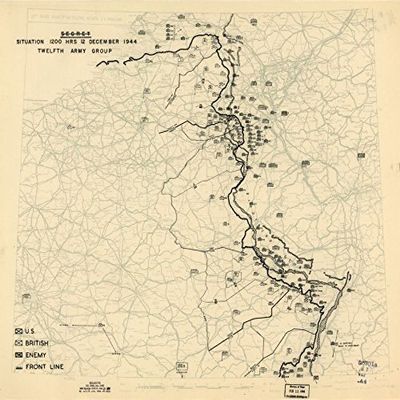 20" x 24" 1944 Map of HQ Twelfth Army Group Europe