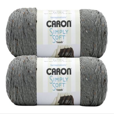 Caron Simply Soft Bulk Buy Tweeds Acrylic Blend Yarn (2-Pack) ~ 5 oz. Skeins (Gray Heather)2