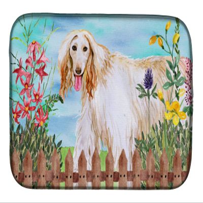 Caroline's Treasures CK1264DDM Afghan Hound Spring Dish Drying Mat Absorbent Dish Drying Mat Pad for Kitchen Counter Dish Drainer Mat for Countertop, 14 x 21", Multicolor